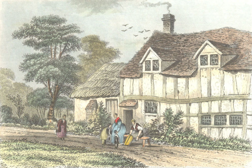 BEDFORD. Birthplace of Bunyan, Elstow, Bedfordshire.  1835 old antique print